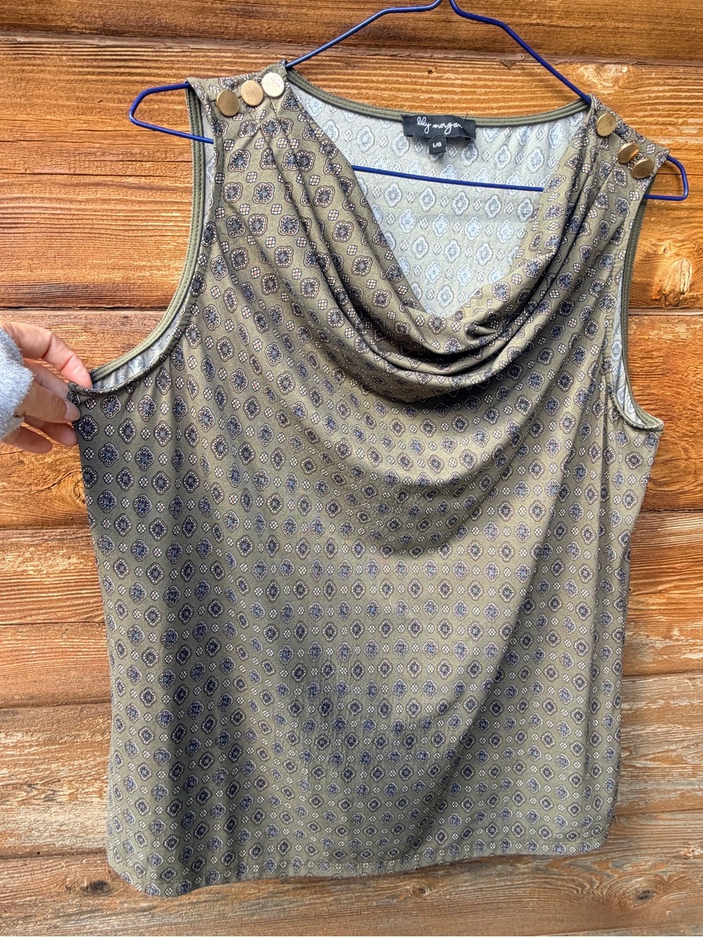 Lily Morgan Olive Green Printed Sleeveless Tank Top